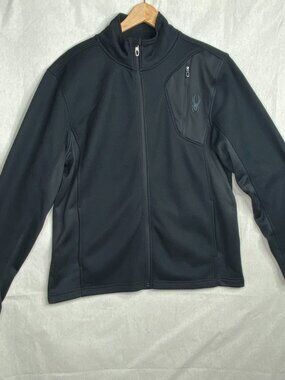 Spyder Raider Waffle Knit Full Zip Sweater Jacket Mens L Black